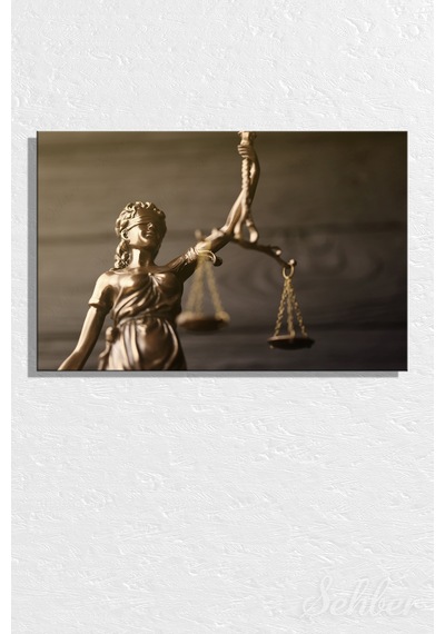 Bronz Renkli Adalet Tanrıçası Themis / Justitia Heykeli Yatay Kanvas Tablo 3867 Çok Renkli