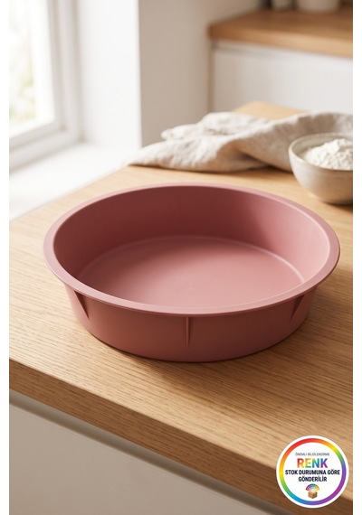 Yuvarlak Silikon Kek Kalıbı Yapışmaz Kolay Çıkan Pasta Turta Kek Borcamı Fırın Kalıbı 26 Cm Çok Renkli