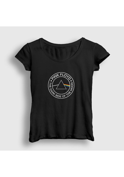 Presmono Kadın Moon Pink Floyd T-shirt Siyah