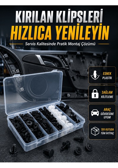 Universal Araç Döşeme Klipsi Ve Tampon Sabitleme Pimi Seti 100 Pa