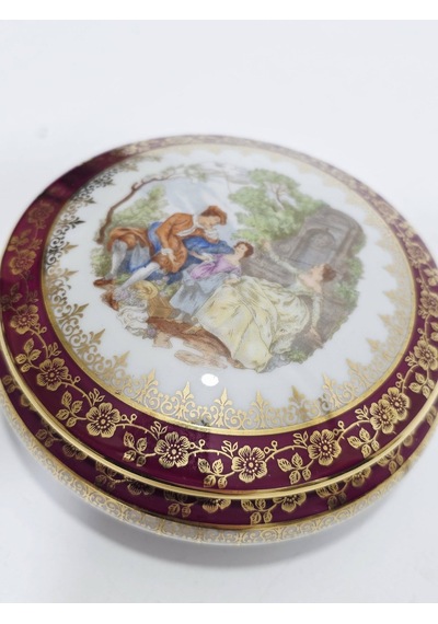 A.c Limoges Kadın Ve Erkek Figürlü Porselen Kapaklı Kutu