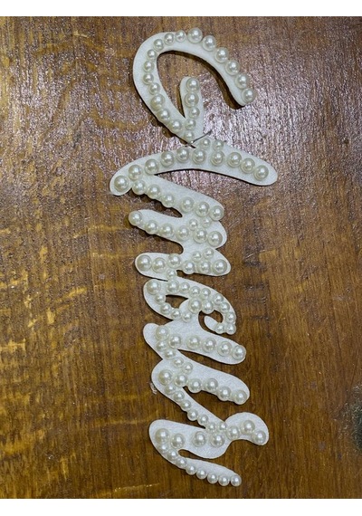 24x8 Cm Inci Işlemeli Yazı Aplike Hobi Dikiş Aksesuarı Arma