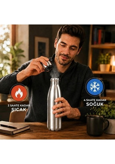 Sn-25711 Şişe Tipi 350 Ml. Paslanmaz Çelik Termos Renkli