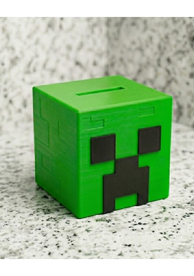 Minecraft Creeper Tasarımlı Kumbara - Özel Tasarım Dekoratif Piggy Bank Yeşil