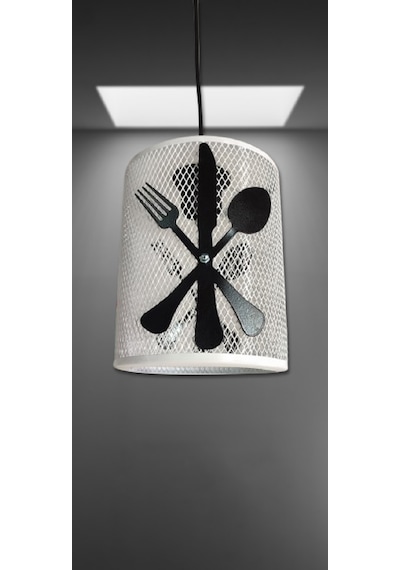 Kitchen Mutfak Tekli Beyaz Siyah Sarkıt Beyaz