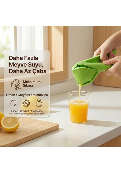 Çekirdek Süzgeçli Çift Kollu Narenciye Sıkacağı, Limon, Greyfurt Ve Mandalina İçin, Manuel Meyve Sıkacağı Yeşil