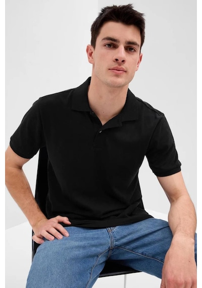Gap Erkek Pique Polo Yaka Siyah T-shirt-13471 Siyah
