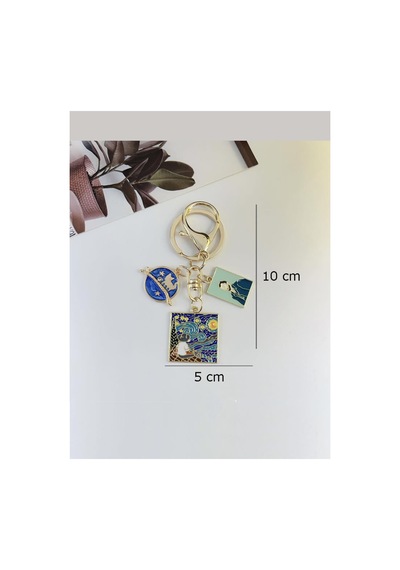 Yıldızlı Gece - Van Gogh Metal Charm Anahtarlık Çok Renkli Çok Renkli