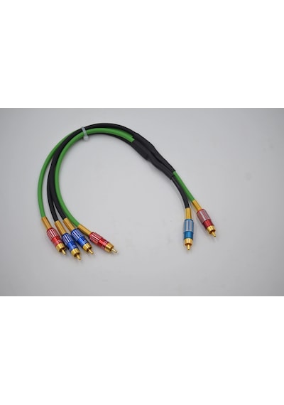 Bakır Amfi Rca Kablosu 50cm - 2 Giriş 4 Çıkış Anfi Rca Kablosu - 50cm - El Yapımı Tam Bakır - 50 Cm