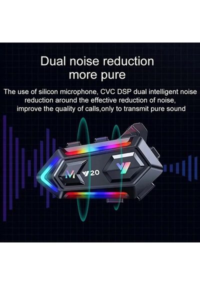 Mepa Y20 Motor Kurye Kask Kulaklık Rgb Modlu Bluetooth Motosiklet Kulaklık 5.3 Bluetooth Interkom Najmaddin