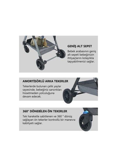 Neva Yeni Nesil Cabin Çifyön Bebek Arabası Gri