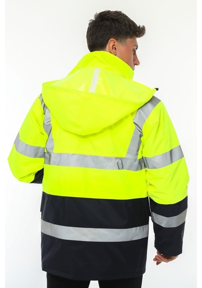 Uniprom İş Kabanı Parka Su Ve Rüzgar Geçirmez Rain Safety Model Membranlı Neon Sarı Erkek Neon Sarı