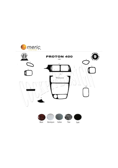 Meriç® Proton 300 400 Ön Torpido Kaplama 9 Parça 1997-› (530157133)