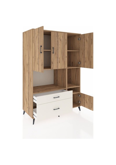 Kronos Dolap 7 Raflı 2 Çekmeceli 4 Kapaklı 132x59x195 Çam-çam... Çam