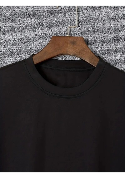 Barlashive Erkek Tişört Trıed To Warn You. Baskılı Bisiklet Yaka T-shirt - Siyah Çok Renkli