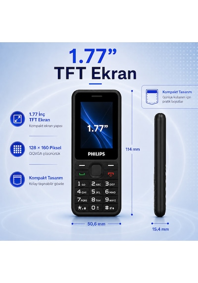 Philips Xenium E2125 Çift SIM Type-C Tuşlu Cep Telefonu Siyah