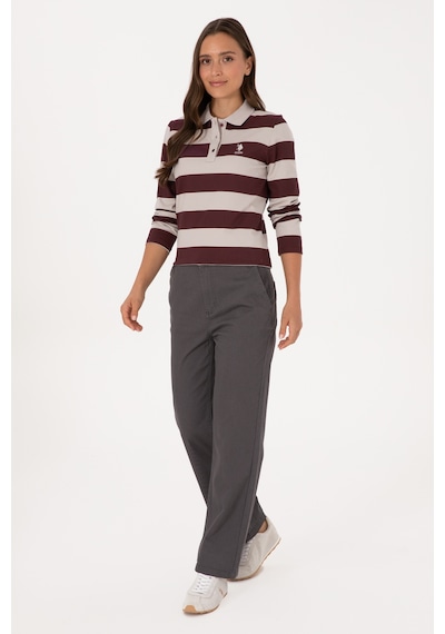 U.S. Polo Assn. Kadın Antrasit Straight Fit Kanvas Pantolon 50316895-VR006