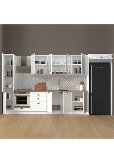 390 Cm %100 Mdf Greena White Mutfak Dolabı Beyaz 390 Cm %100 Mdf Greena White Mutfak Dolabı Beyaz