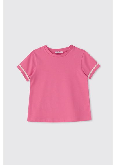 Panço Kız Çocuk Kısa Kollu Pembe Tişört