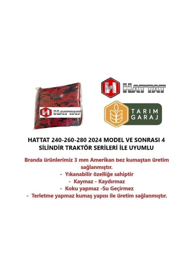 Hattat 240-260 Ve 280 Serisi Traktör Kılıfı Branda-2024 Model Ve Sonrası - Kaporta Ve Koltuk Kılıfı+çamurluk Kılıfı