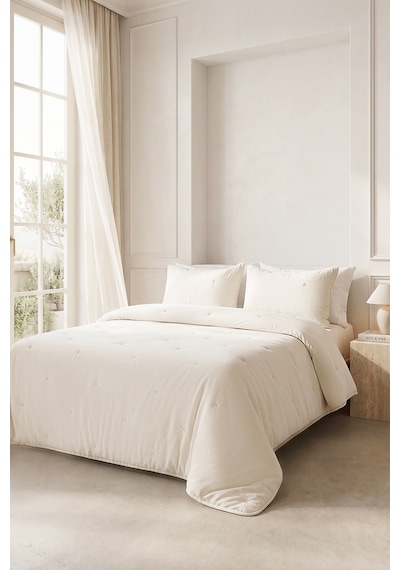 Ocean Home Textile Nakışlı Ekru Çift Kişilik Yatak Örtüsü Seti 1 Adet 250 X 230 / 2 Adet 50 X 70 Cm