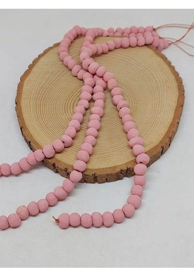 Pembe Pigmentli Seramik Boncuk Dizi 8-9mm/29cm 54238 Çok REnkli