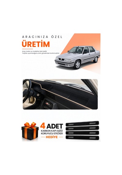 Renault 9 Broadway 1985-2000 Uyumlu Torpido Koruma Örtüsü Oto Kılıfı - Siyah Bej