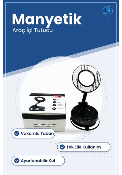 Manyetik Araç İçi Telefon Tutucu Vakumlu Vantuzlu Tutacak Torpido