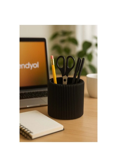 Özel 3d Baskı Ayrılabilir 4 Bölmeli Kalemlik Masa Vb. Kalemliği Çapı: 8,5 Cm X Yükseklik: 8 Cm Siyah