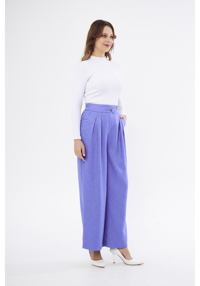 Lovelf Bol Paça Yünefekt Pantolon Indigo İndigo