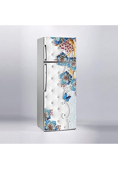 Buzdolabı Sticker Kaplama Dolap Kaplama Etiketi Döşeme Mavi Çiçek Diğer