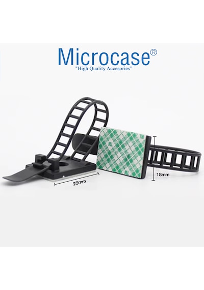 Microcase Kendinden Yapışkanlı Microcase Ayarlanabilir Yapışkanlı Kablo Düzenleyici Ve Sabitleyici Klips 10 Adet Al5409 Siyah
