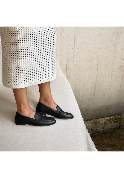 Ne&ve Shoes Siyah Hakiki Deri Kadın Loafer Ayakkabı
