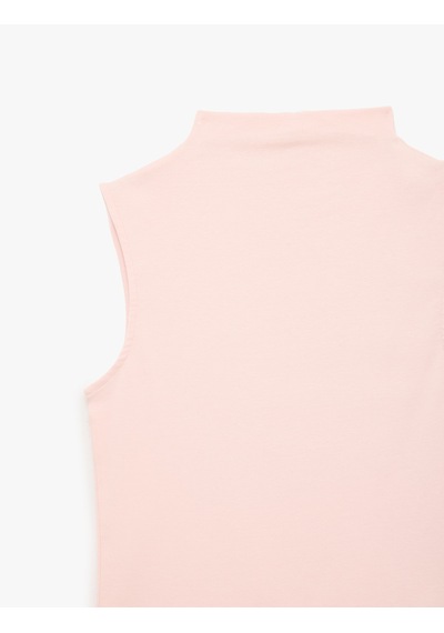 Koton Slim Fit Pamuklu Kolsuz Dik Yaka Bluz Pembe 6sak10104ek Gül