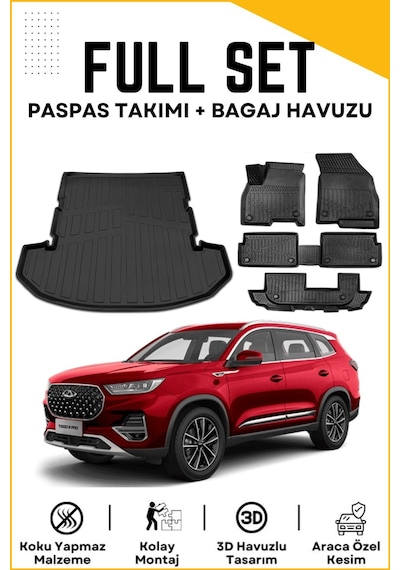 Chery Tiggo 8 Pro 7 Koltuk 2024 Model Birebir Uyumlu Bagaj Havuzu+paspas Seti