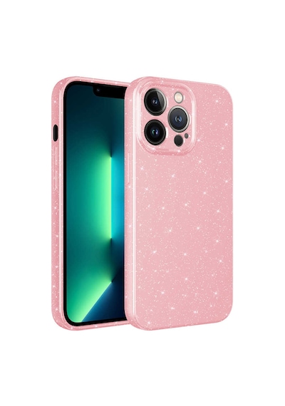 Apple Uyumlu iPhone 13 Pro Kamera Korumalı Simli Lüks Klfs Koton Kılıf pembe Pembe