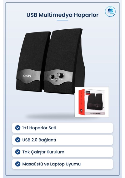 Usb 2.0 Multimedya Hoparlör Seti 1+1 Kablolu Masaüstü Bilgisayar
