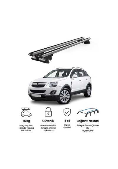 Venüs Opel Antara Suv 2007-2016 Uyumlu Gri Ara Atkı Port Bagaj Tavan Barı
