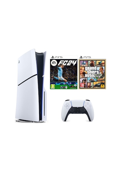 Sony Playstation 5 Slim 1 TB Standart Edition Konsol + PS5 Gta 5 + PS5 FC 24 (İthalatçı Garantili)