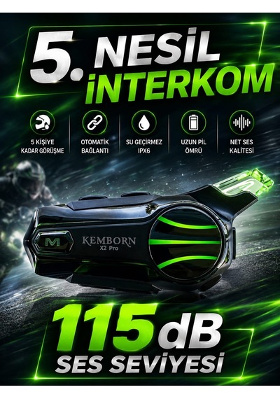 Kemborn İnterk Motosiklet Kask Kulaklık İntercom 2 Kişilik 1 Adet