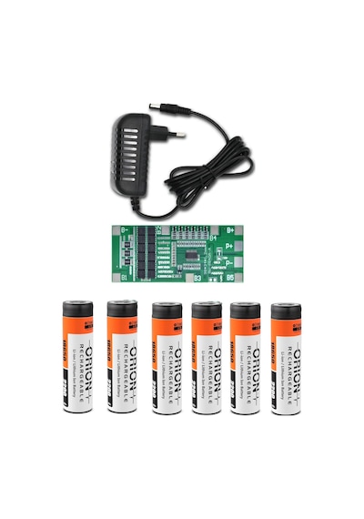 6 Adet Orion Li-ion Şarjlı Pil, 6s 40a Bms. Ve 6s Li-ion Şarj Uyumlu 25.2v 1a Adaptör