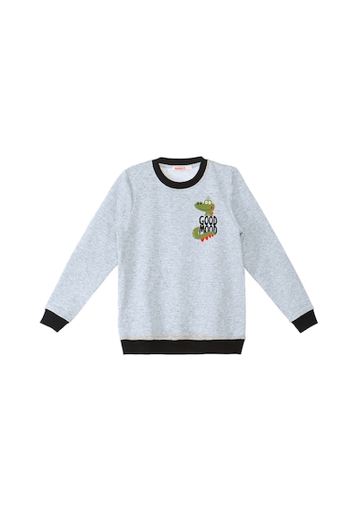 Denokids Erkek Çocuk Kışlık Timsah Desenli Gri Uzun Kollu Eşofman Takımı 2-7 Yaş