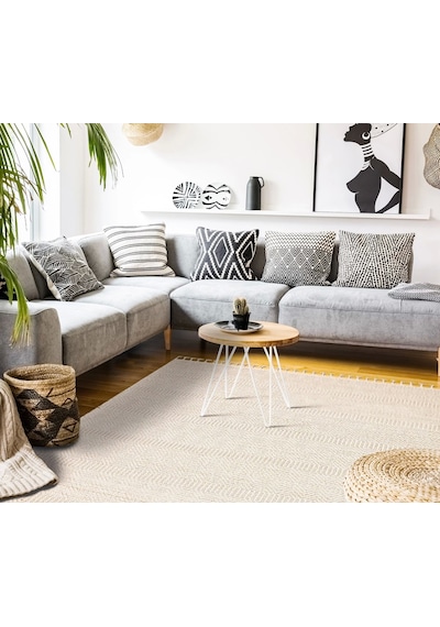 Soho Sh 01 Beige Hav Vermeyen Özel Ipler Ile Üretilen Etnik Örgü Desenlere Sahip Makine Halısı