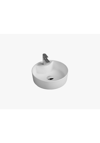 Tezgah Üstü Set Üstü Lavabo 45 Çap Delikli Yuvarlak Quarter Bath Round Line Beyaz