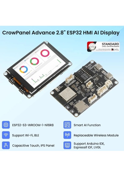 Crowpanel Advance 2.8" Esp32-s3 Hmı Dokunmatik Ekran