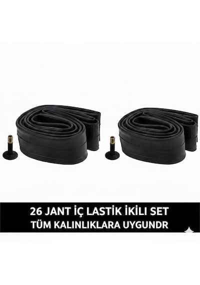 26 Jant İç Lastik 2'li Set - 26x1.75 / 2.125 Uyumlu - Oto Kalın Sibop 2 Adet Bisiklet İç Lastiği