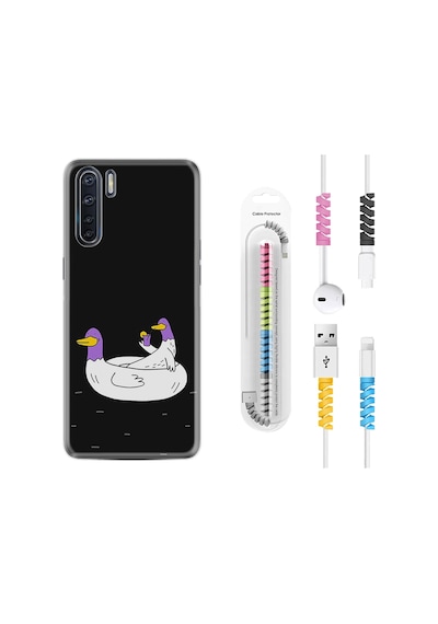 Oppo A91 Kılıf Kablo Koruyuculu Keyifli Ördekler 1725