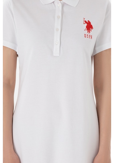 U.S. Polo Assn. Kadın Beyaz Polo Yaka Mini Boy Örme Elbise 50280064-VR013