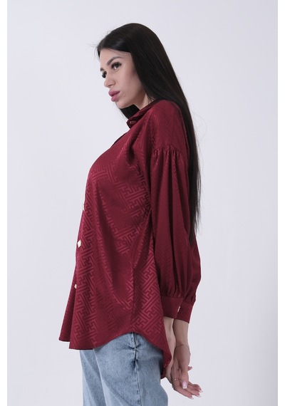 Feminist Bordo Üzeri Desenli Gold Düğme Detaylı Tunik 45951993.04 Bordo