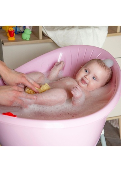 Okbaby Bebek Banyo Seti Bella Dijital Termometreli Çift Yönlü Küvet + Hippo Duş Şapkası A.gri